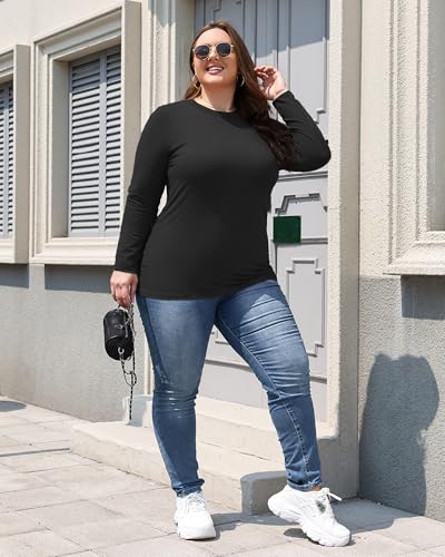 HLTPRO Long Sleeve Shirts for Women - Plus Size Workout Athletic Yoga Casual Crewneck Oversized Trendy Tops for Gym2