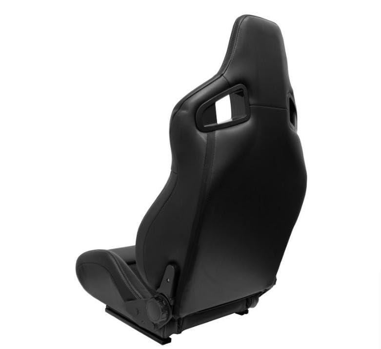 AUTO-STYLE Sedile sportivo "NK", in pelle sintetica e tessuto grigio, schienale reclinabile su due lati, con scivoli, colore: Nero