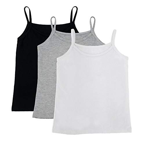 Kit com 3 Regatas Feminina Básicas de Alça (Branco Preto e Cinza, M)