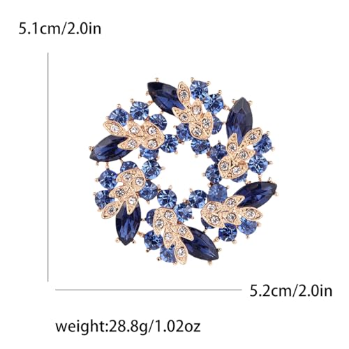 Image of Rhinestone Flower Brooch for Women Crystal Wreath Brooch Pin Stylish Big Flower Brooch Rhinestone Crystal Bauhinia Flower Wreath Brooch Elegant Clothing Hat Bag Accessories Christmas Wedding Bridal Birthday Jewelry