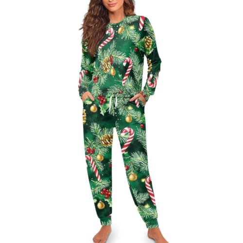 Image of Women's Pajamas Set Soft 2 Piece Loungewear Long Sleeve Pj Set Matching Sleepwear with Pockets for Women Plus Size