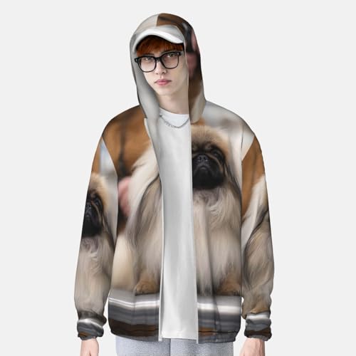 UPF 50+ Sun Protection Hoodie Rash Guard Long Sleeve Sun Shirt Pekingese Dog UV Shirt Full Zip Jacket4