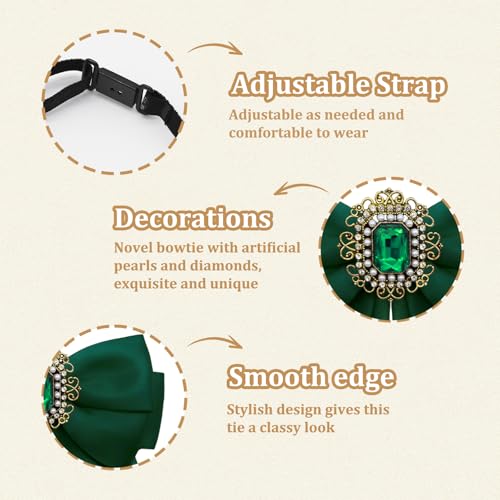 Image of Womens Bow Tie Adjustable Rhinestone Bowtie for Women Ladies Girls Pre-tied Womens Tie for Shirt Suit Uniform