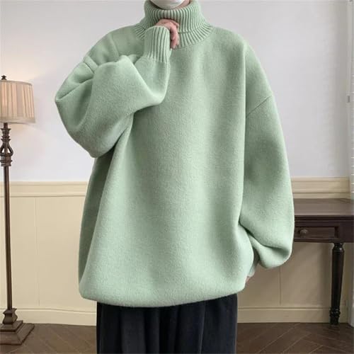 Men Loose Turtleneck Sweater Knitted Pullovers Warm Knitting Sweaters2