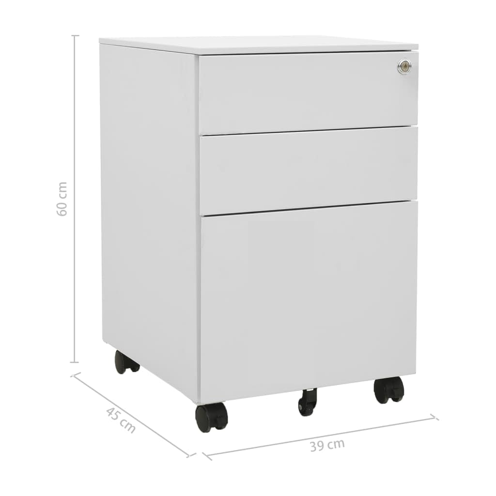 vidaXL Aktenschrank mit Rollen Rollcontainer Bürocontainer Schubladenschrank Büroschrank Stahlschrank Metallschrank Schrank Hellgrau 39x45x60cm Stahl