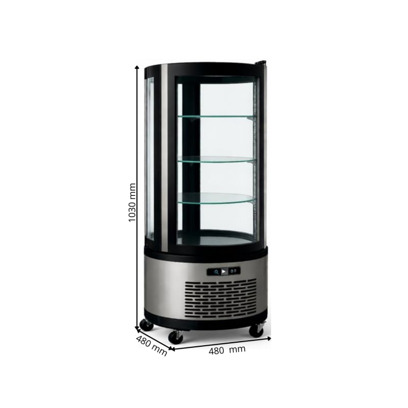 Vitrine Réfrigérée Panoramique Ronde 100L – LED – Rotative – 2/+8°C