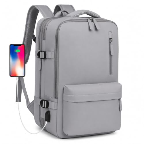 Mochila de Viagem Expansível 40L com Compartimento para Notebook (Cinza)