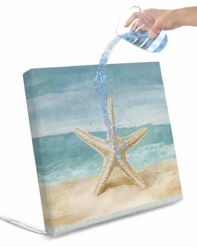 2 Pack Vintage Coastal Beach Waterproof Cushion Covers with Ties, Outdoor Patio Chaise Lounge Chair Seat Cushion Slip Covers Replacement(Only Cover) Summer Retro Sand Starfish 20
