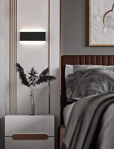 Image of Joosenhouse 16 inch Inch Black LED Wall Lamps for Bedroom Indoor Hallway, Modern Mini Bathroom Vanity Lights 14W 4000K Up and Down Bedside Reading Lamp Rustic Wall Sconces