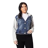 WallFlower womens Juniors Instastretch Dreamer Hooded Knit-sleeve (Standard and Plus) Denim Jacket, Tessa, 1X 14W 16W US