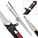 Qureshi Knifes Sword - Real with Long, Straight with Small Knife Blade - Sharp-Edged, Pointed End, Fixed Hilt Handle - Ideal for Swords Collection & Display with Scabbard