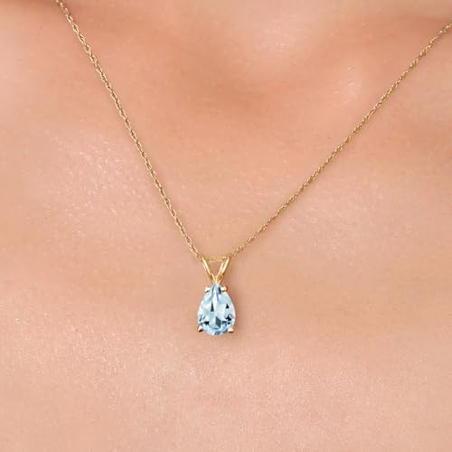 Gem Stone King 10K Yellow Gold Pear Shape 7X5MM Gemstone Teardrop Pendant Necklace for Women With 18 Inch Chain | Fine Jewelry Gifts for Her Mom Women Wife3