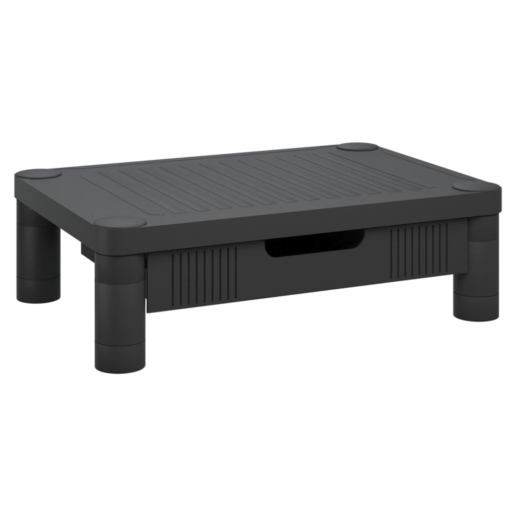 VIDAXL Monitor Stand Black 43x30.5x13cm - HIPS Plastic - Stress-Reducing Desk Riser with Drawer