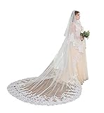 Fenghuavip Stylish Long Train White Bridal Cathedral Wedding Veil(White 3M)