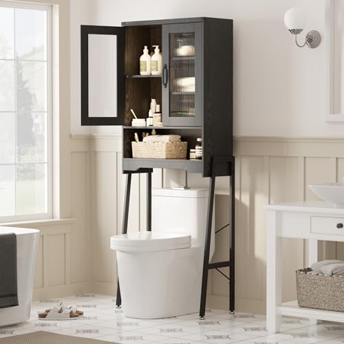 image for FiveWillowise Over The Toilet Storage Cabinet with Tempered Glass Door