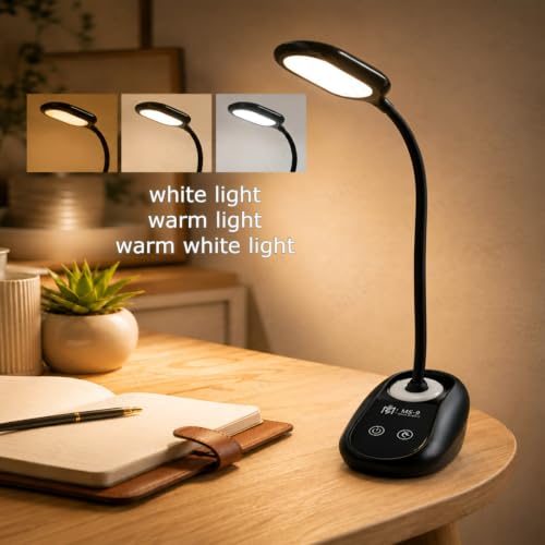 Image of Kian 3-in-1 LED Desk Lamp with Pen & Phone Holder,1200mAh Battery - USB Rechargeable Study Lamp with Touch Sensor, 3 Light Modes, Eye Protection & Warm White, (Pack of 1) (Lamp 5)