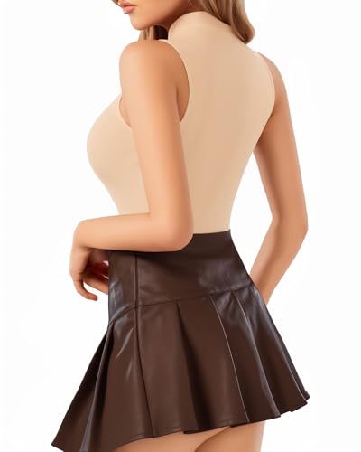 Image of Mangopop Women' Long Sleeve Ribbed Bodysuit Jumpsuits