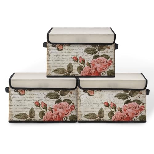 Image of Stackable Storage Bins with Lids,Closet Organizers Fabric Box for Home and Office,Blanket Clothes Organizers,Under Bed Storage Containers 3 Pack