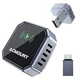 Acmount 2 in 1 Wireless Carplay Adapter & Android Auto 2025 Upgrade Wired CarPlay to Wireless, Fast Auto-Connect, Mini USB Design, Plug & Play CarPlay Wireless Dongle for iPhone 6+ / Android 11+