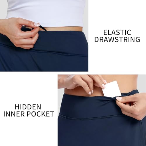 Image of M MOTEEPI Modest Knee Length Skorts Skirts for Women Tennis Athletic Golf Skort with Pockets UV Protection High Waist