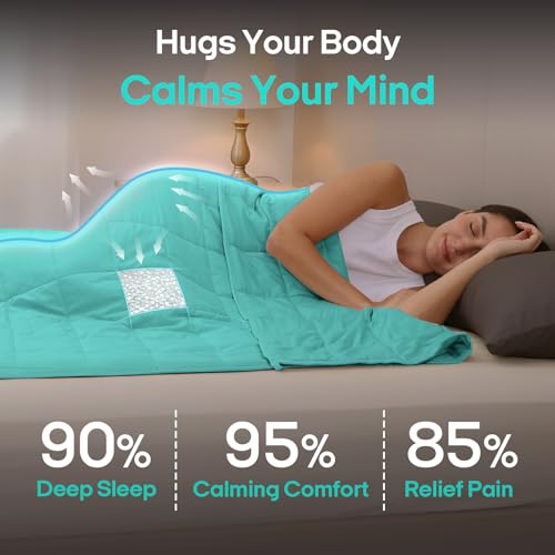 Image of ZonLi Weighted Blanket for Adults(48 inchx72 inch,15lbs, Dark Green) Twin Size High Breathability Cooling Heavy Blanket, Soft Material with Premium Glass Beads,All-Season.