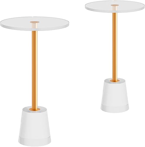 Miniatura 28 de Mesa auxiliar de acrílico transparente, mesa auxiliar gruesa con metal de latón cepillado, mesita de noche transparente, mesas de bebidas para sala