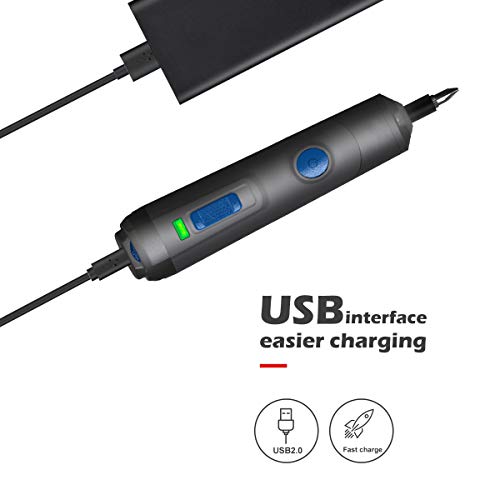 Rechargeable 4V Cordless Screwdriver, PROSTORMER Palm-sized Electric Screwdriver 1500mAh Lithium-Ion with LED Light, 33-Piece Bit Set Free Accessories and USB Charging Cable