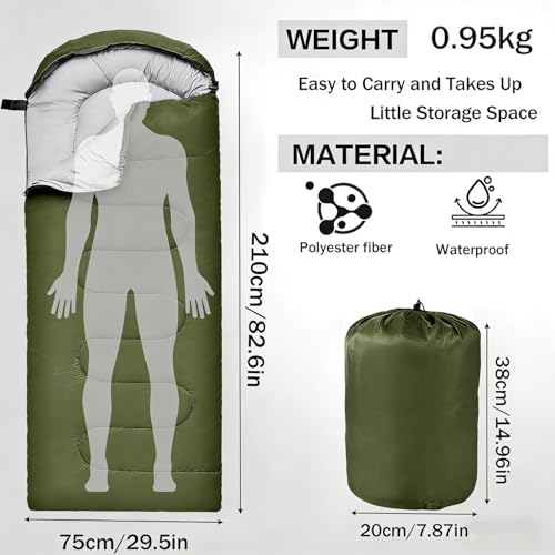 Sleeping Bag for Camping,Comfortable Adult Blanket, Small Packed Size, Ultralight Carry Bag, Soft, Thick and Warm, for Outdoor Camping, Travel, Hiking. - Image 3