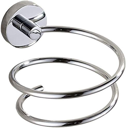 YUET Hair Dryer Holder Hairdryer Station Wall Mounted Stand Hanger Rack Blow Spiral Aluminum Construction Silver Polished Shelf Storage For Bathroom Shower Room