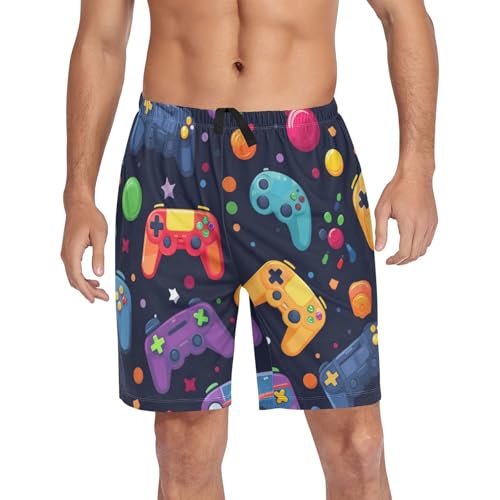 Games Console Pajama Shorts for Men, Men's Pajama Bottoms, Lounge Sleepwear for Dad's Gift