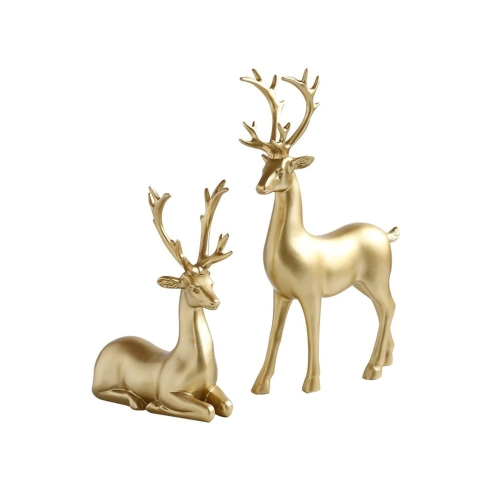 RUOXIUKHBZPS Deer Pure Copper Heavy Reindeer Ornaments for Home Decor Accents Living Room Office Bookself Tabletop Mantle Decoration, Gold