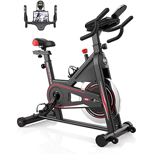 Exercise Bike, DMASUN Magnetic Resistance Pro Indoor Cycling Bike 350lbs Weight Capacity Stationary Bike, Comfortable Seat Cushion, Multi - grips Handlebar, Heavy Flywheel Upgraded Version