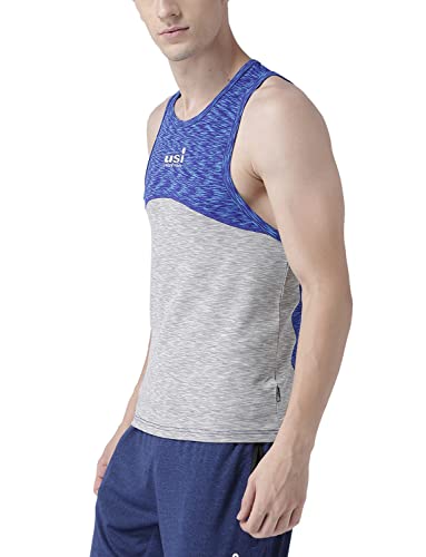 Image of USI UNIVERSAL Grey and Blue Training T-Shirt Small for Men (S)