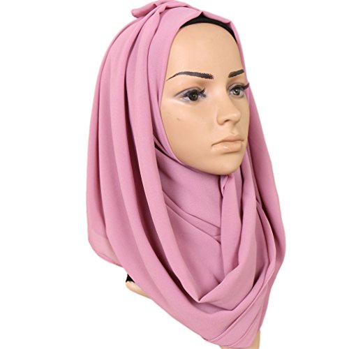 Image of LMVERNA Solid Color Bubble Chiffon Scarf for Women Fashion Soft Hijab Long Scarf Wrap Scarves