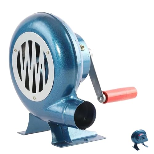 Ventilador Manual Del BBQ De La Fragua Del Herrero De La Manivela - Soplador De Fragua De Herrero Con Manivela Portátil, Ventilador Manual De Ventilador De Palomitas De Maíz Iron Gear, Azul ( Color :