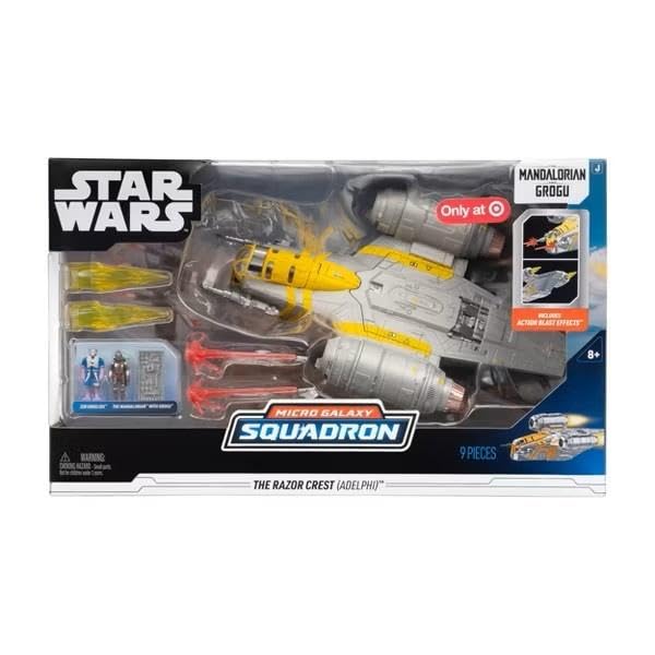 Jazwares Star Wars: The Mandalorian - Deluxe Vehicle (8" Vehicle & 2 Figure) - Razor Crest Microgalaxy