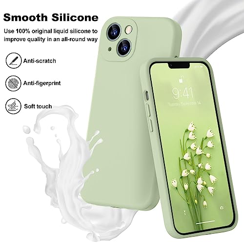 Ktele Compatible With Iphone 13 Case 6.1 Inch Premium Liquid Silicone [Soft Microfiber Lining Anti-Scratch] Gel Rubber Full-Body Bumper Protection Camera Protect Case-Matcha #TOP1