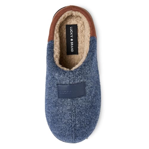 Image of Lucky Brand Boys Micro Suede Sherpa Clog Slippers Warm Plush Lined Indoor Outdoor Slip On House Shoes Cozy Kids Winter Clogs