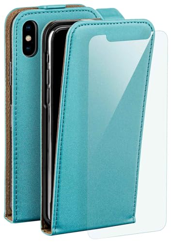 Protection avant et arrière iPhone X/XS moex turquoise, étui anti-rayure avec film écran