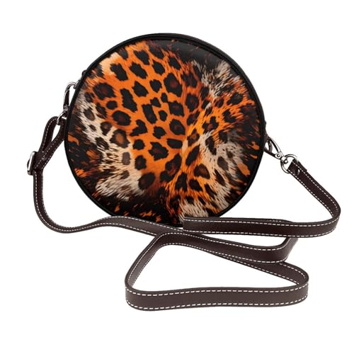Sac rond cuir vegan imprimé tigre à bandoulière pour libérer vos mouvements