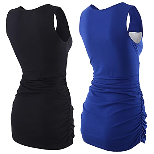 Colomi Maternity Nursing Tank Top Women Maternity Pajama Tops Nursing Cami Sleep Bra For Breastfeeding (Black+Blue/2Pack, S) #TOP1