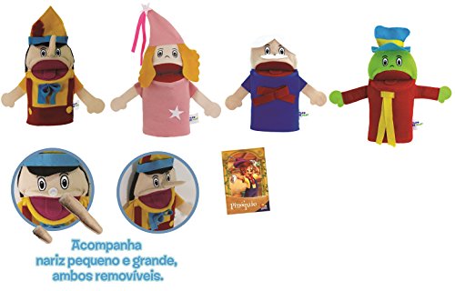 4 Fantoches com 1 Livro Pinóquio 4 Fantoches e 1 Livro Papo de Pano