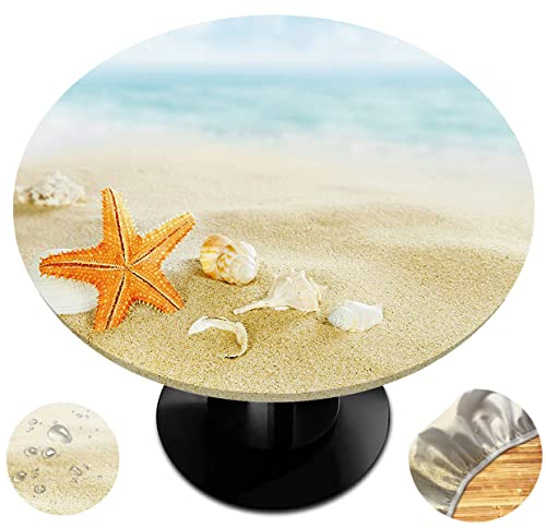 Igoga Sports F36-YXSBZB-D160CM_02 Ocean Animal Theme Starfish Elastic Edge Table Cover Round cover