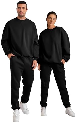 JMIERR Mens 2 Piece Loungewear Sweatsuit Jogger Sets, 4XL, Black