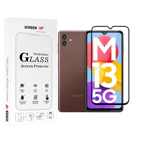 Image of ScreenUp Tempered Glass For Samsung Galaxy M13 5G - Ultra Clear, 9H Scratch Resistant, Full Coverage, Easy Install Screen Protector