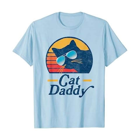 Cat Daddy Vintage 80s Style Cat Retro Sunglasses Distressed T-Shirt Cover