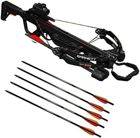 Barnett CROSSBOWS Explorer XP 370 Crossbow Package with Illuminated Red Dot Sight, Arrows, Quiver, Rope Cocking Device and 5-Pack 20" Headhunter Arrows