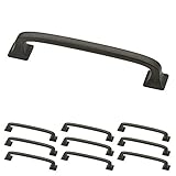 Franklin Brass Soft Iron Square Feet Pull, Cabinet Handles and Drawer Pulls for Kitchen Cabinets and Dresser Drawers, 4 Inch (102mm), 10-Pack, P29613K-SI-B, Cabinet Hardware