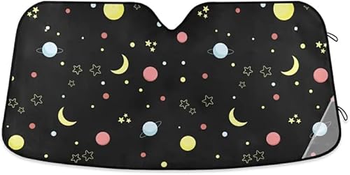 車用サンシェード 星空 月 星 車窓日よけ ナポレックス 吸盤2個付 遮光断熱 紫外線対策 UVカット 簡単取り付け カー用品 便利グッズ 展開寸法140CM*70CM