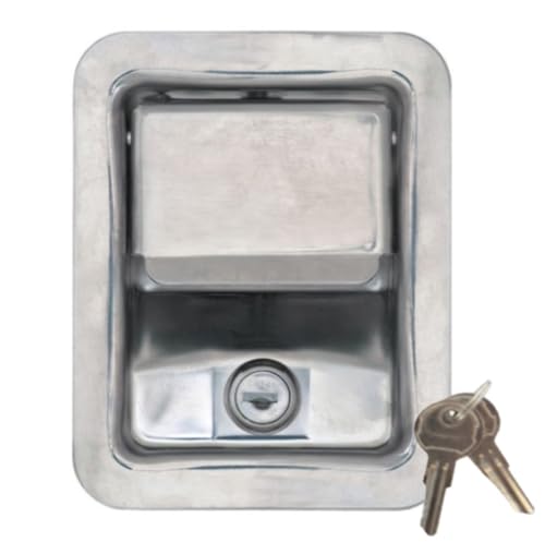 Buyers Products L3885RLS Stainless Steel Rotary Single Point Paddle Latch 1/2 Inch Striker Locking Tool Box Latch for Utility Boxes Tack Boxes & More